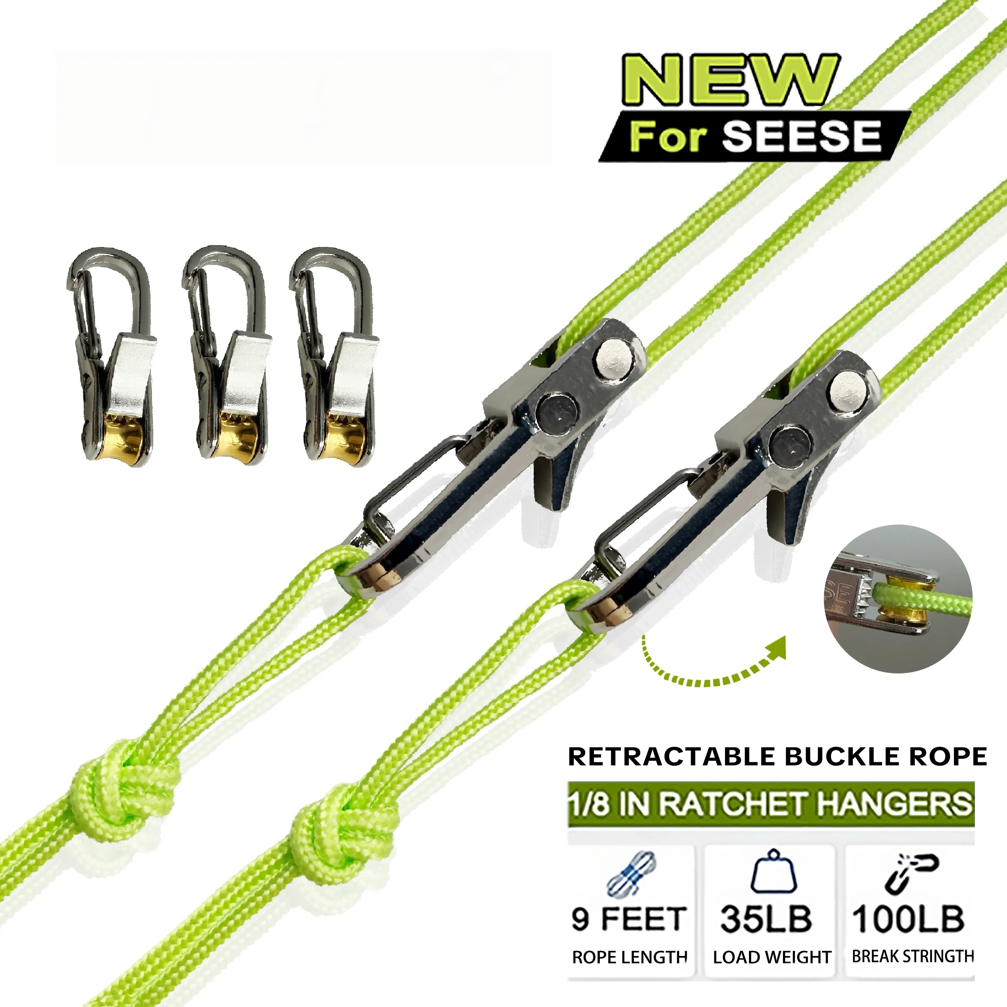 Retractable Buckle Rope - Adjustable Ropes Rope Roller with Accessories